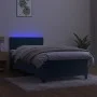 Box spring bed with mattress and LED dark blue velvet 80x200 cm by vidaXL, Beds and slatted bases - Ref: Foro24-3134493, Pric...