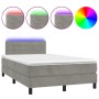 Boxspringbett mit Matratze und hellgrauem LED-Samt 120x200 cm von vidaXL, Betten und Lattenroste - Ref: Foro24-3134453, Preis...