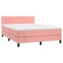 Box spring bed with mattress and LED pink velvet 140x200 cm by vidaXL, Beds and slatted bases - Ref: Foro24-3134470, Price: 4...