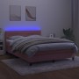 Box spring bed with mattress and LED pink velvet 140x200 cm by vidaXL, Beds and slatted bases - Ref: Foro24-3134470, Price: 4...
