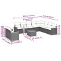 Set de sofás de jardín 11 pzas y cojines ratán sintético negro