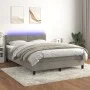 Cama box spring colchón y LED terciopelo gris claro 140x190 cm de vidaXL, Camas y somieres - Ref: Foro24-3134459, Precio: 427...