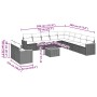 Set de sofás de jardín 12 piezas cojines ratán sintético negro