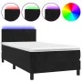 Cama box spring colchón y LED terciopelo negro 100x200 cm de vidaXL, Camas y somieres - Ref: Foro24-3134509, Precio: 306,67 €...