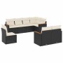 Set de sofás de jardín 8 piezas y cojines ratán sintético negro