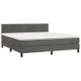 Box spring bed with mattress and LED dark gray velvet 160x200 cm by vidaXL, Beds and slatted bases - Ref: Foro24-3134532, Pri...