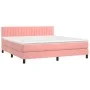 Box spring bed with mattress and LED pink velvet 160x200 cm by vidaXL, Beds and slatted bases - Ref: Foro24-3134536, Price: 4...