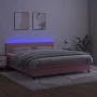 Box spring bed with mattress and LED pink velvet 160x200 cm by vidaXL, Beds and slatted bases - Ref: Foro24-3134536, Price: 4...