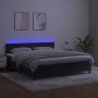 Cama box spring colchón y LED terciopelo negro 160x200 cm