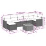 Set de sofás de jardín 8 piezas y cojines ratán sintético negro