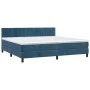 Box spring bed with mattress and LED dark blue velvet 200x200 cm by vidaXL, Beds and slatted bases - Ref: Foro24-3134547, Pri...