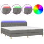 Box spring bed with mattress and LED dark gray fabric 200x200 cm by vidaXL, Beds and slatted bases - Ref: Foro24-3133982, Pri...