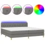 Box spring bed with mattress and LED dark gray fabric 200x200 cm by vidaXL, Beds and slatted bases - Ref: Foro24-3133982, Pri...