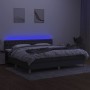 Box spring bed with mattress and LED dark gray fabric 200x200 cm by vidaXL, Beds and slatted bases - Ref: Foro24-3133982, Pri...