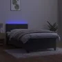 Box spring bed with mattress and LED dark gray velvet 90x190 cm by vidaXL, Beds and slatted bases - Ref: Foro24-3134556, Pric...