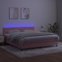 Box spring bed with mattress and LED pink velvet 180x200 cm by vidaXL, Beds and slatted bases - Ref: Foro24-3134542, Price: 4...
