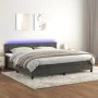 Box spring bed with mattress and LED dark gray velvet 200x200 cm by vidaXL, Beds and slatted bases - Ref: Foro24-3134544, Pri...