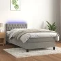 Box spring bed with mattress and LED light gray velvet 90x190 cm by vidaXL, Beds and slatted bases - Ref: Foro24-3134555, Pri...