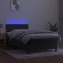 Box spring bed with mattress and LED dark gray velvet 80x200 cm by vidaXL, Beds and slatted bases - Ref: Foro24-3134310, Pric...