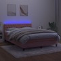 Box spring bed with mattress and LED pink velvet 140x190 cm by vidaXL, Beds and slatted bases - Ref: Foro24-3134584, Price: 4...