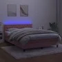 Box spring bed with mattress and LED pink velvet 140x190 cm by vidaXL, Beds and slatted bases - Ref: Foro24-3134584, Price: 4...