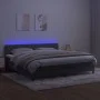 Box spring bed with mattress and LED dark gray velvet 200x200 cm by vidaXL, Beds and slatted bases - Ref: Foro24-3134604, Pri...