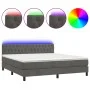 Box spring bed with mattress and LED dark gray velvet 180x200 cm by vidaXL, Beds and slatted bases - Ref: Foro24-3134598, Pri...