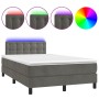 Box spring bed with mattress and LED dark gray velvet 120x200 cm by vidaXL, Beds and slatted bases - Ref: Foro24-3134634, Pri...