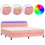 Cama box spring colchón y LED terciopelo rosa 200x200 cm de vidaXL, Camas y somieres - Ref: Foro24-3134608, Precio: 555,86 €,...