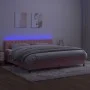 Box spring bed with mattress and LED pink velvet 200x200 cm by vidaXL, Beds and slatted bases - Ref: Foro24-3134608, Price: 5...