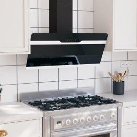 Steel and black tempered glass wall extractor hood 90 cm by vidaXL, Extractors - Ref: Foro24-51669, Price: 185,72 €, Discount: %