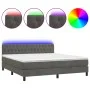 Cama box spring colchón y LED terciopelo gris oscuro 160x200 cm de vidaXL, Camas y somieres - Ref: Foro24-3134592, Precio: 49...