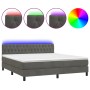 Cama box spring colchón y LED terciopelo gris oscuro 160x200 cm de vidaXL, Camas y somieres - Ref: Foro24-3134592, Precio: 50...