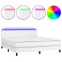 Box spring bed with mattress and LED white synthetic leather 180x200 cm by vidaXL, Beds and slatted bases - Ref: Foro24-31341...