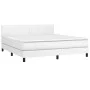Box spring bed with mattress and LED white synthetic leather 180x200 cm by vidaXL, Beds and slatted bases - Ref: Foro24-31341...