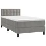 Box spring bed with mattress and LED light gray velvet 90x190 cm by vidaXL, Beds and slatted bases - Ref: Foro24-3134615, Pri...
