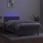 Box spring bed with mattress and LED light gray velvet 90x190 cm by vidaXL, Beds and slatted bases - Ref: Foro24-3134615, Pri...