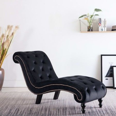 Chaiselongue aus schwarzem Samt von vidaXL, Tagesbetten - Ref: Foro24-248611, Preis: 254,69 €, Rabatt: %