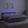 Box spring bed with mattress and LED light gray velvet 160x200 cm by vidaXL, Beds and slatted bases - Ref: Foro24-3134591, Pr...