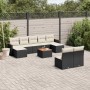 Set de sofás de jardín 10 pzas cojines ratán sintético negro