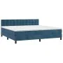 Box spring bed with mattress and LED dark blue velvet 200x200 cm by vidaXL, Beds and slatted bases - Ref: Foro24-3134667, Pri...