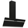 Campana extractora pared acero y vidrio templado negro 90 cm