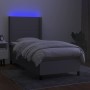 Boxspringbettmatratze und LED-Leuchten aus hellgrauem Stoff 90x190 cm von vidaXL, Betten und Lattenroste - Ref: Foro24-313811...