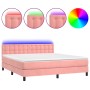 Boxspringbett mit Matratze und LED-Rosa-Samt 180x200 cm von vidaXL, Betten und Lattenroste - Ref: Foro24-3134662, Preis: 503,...