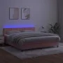 Cama box spring colchón y LED terciopelo rosa 180x200 cm de vidaXL, Camas y somieres - Ref: Foro24-3134662, Precio: 493,97 €,...