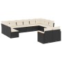 Set de sofás de jardín 12 piezas cojines ratán sintético negro