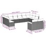 Set de sofás de jardín 12 piezas cojines ratán sintético negro
