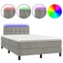 Box spring bed with mattress and LED light gray velvet 120x200 cm by vidaXL, Beds and slatted bases - Ref: Foro24-3134633, Pr...