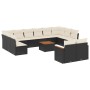 Set de sofás de jardín y cojines 13 pzas ratán sintético negro