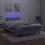 Cama box spring colchón y LED terciopelo gris claro 120x200 cm